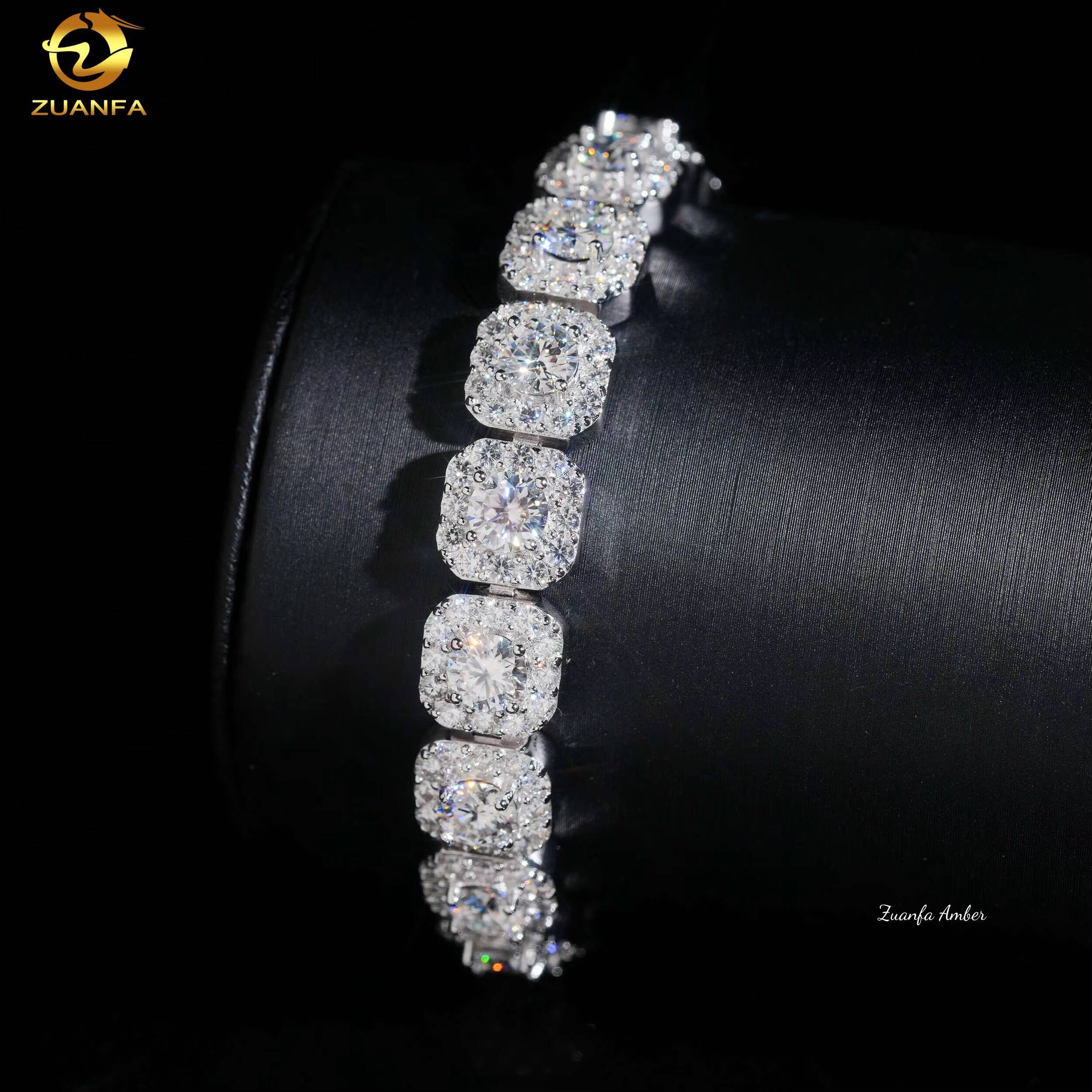 Vintage Rapper Jewelry 10mm Hip Hop Jewelry Iced Out Moissanite Cuban Bracelet 925 Silver Moissanite Cuban Link Bracelet
