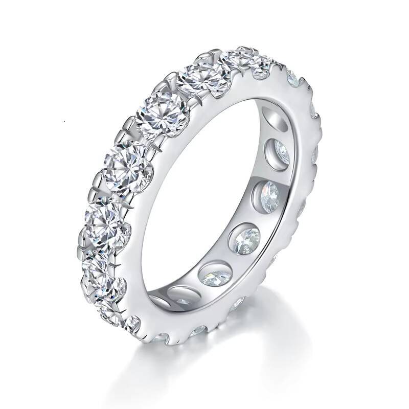 4mm Full Moissanite Eternity Band in S925 Silver 18K Gold Plated Unisex Wedding Ring for Dropshipping