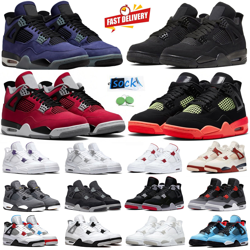 Big Size Basketball Shoes For Men Women Sneaker Military Black Cat White Cement Thunder Infrared Toro Bravo Oreo Imperial Purple Pink Man Trainers Sports 4s Sneakers