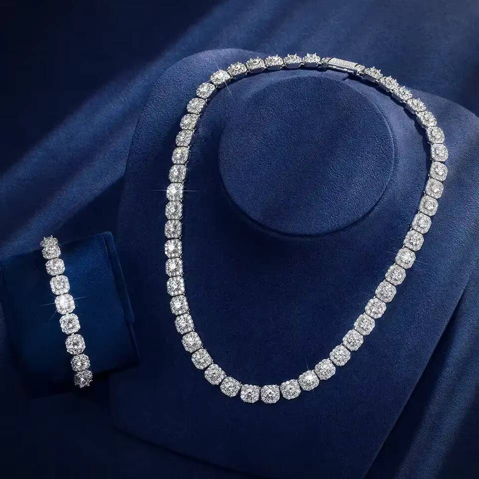 Fine Jewelry 6mm Men Simple Design VVS Moissanite Diamond Custom Silver Tennis Hip Hop Tennis Chain Bracelet Necklace