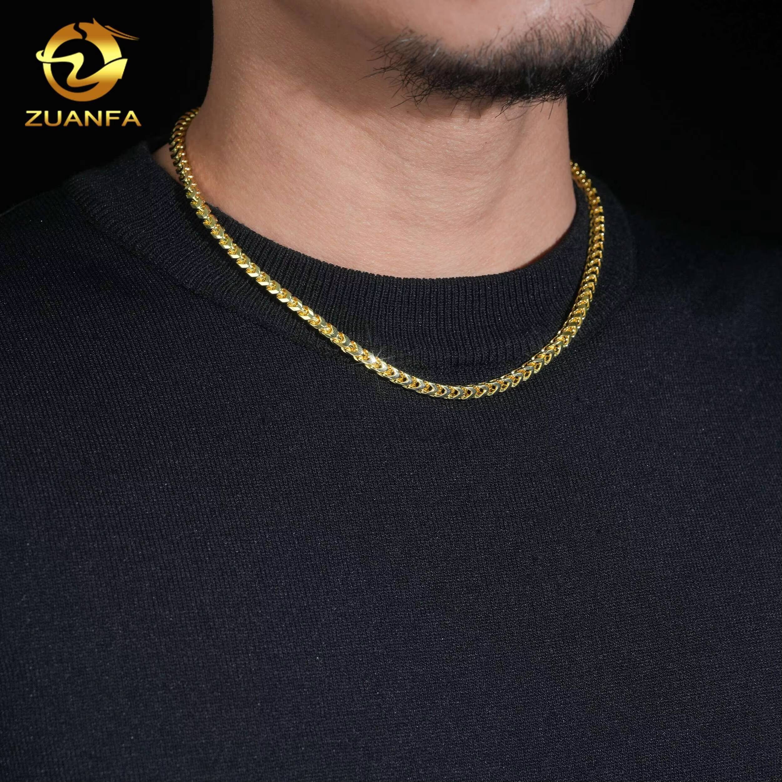 Top Quality Gold Plated Hip Hop 4mm Wholesale Price 925 Silver Moissanite Clasp Franco Chain