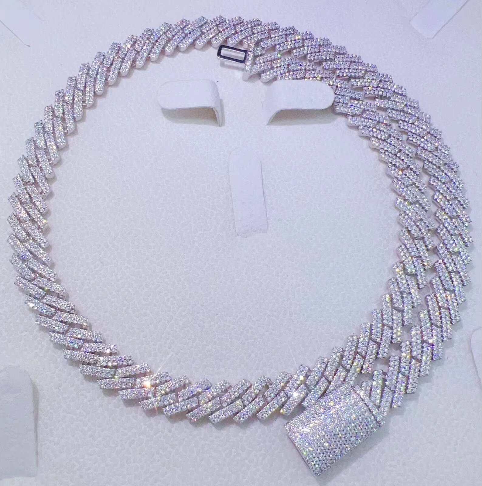 Best Selling 10mm Cuban Chain VVS Moissanite 925 Sterling Silver Hip Hop Jewelry For Unisex From Indian Supplier