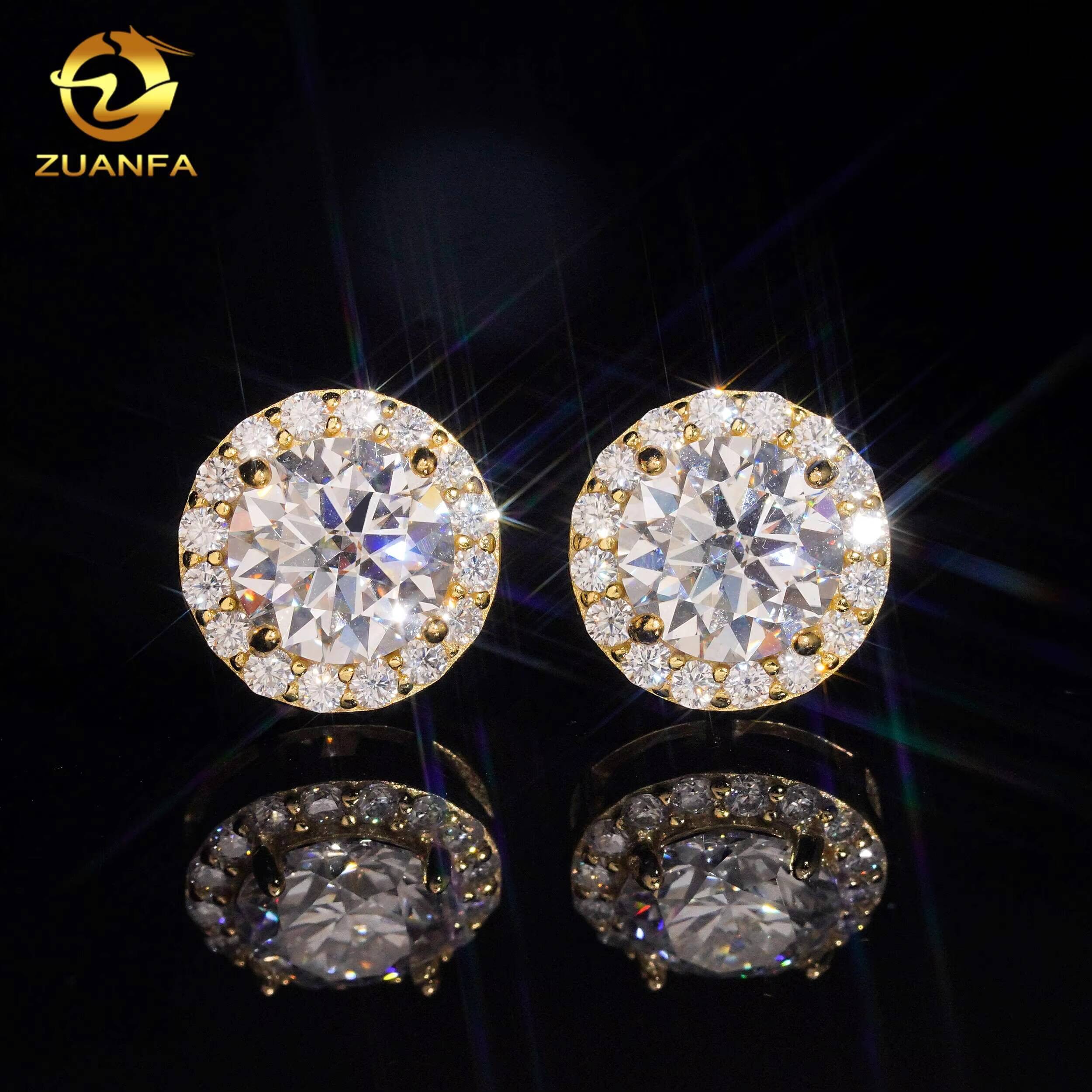 Pass Diamond Tester 8mm Main Diamond Earrings Screw Back Hip Hop Jewelry VVS Moissanite 925 Silver Iced Out Stud Earrings