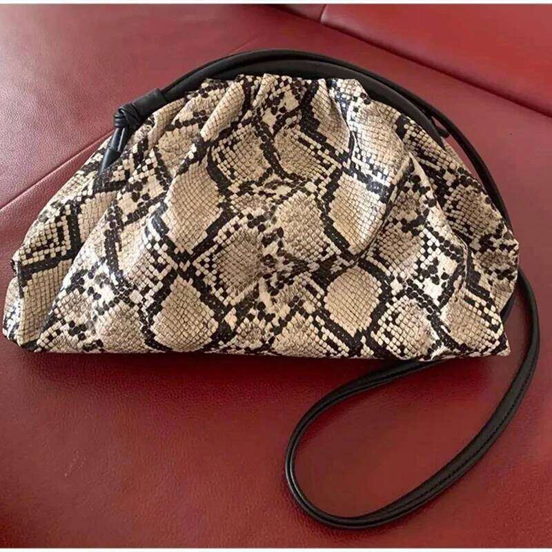 Luxury Zebra Print Women's Clutch Trendy Soft Pu Pleated Design Cloud Handbag Elegant Snakeskin Shoulder Dumpling Bag Suotong26405