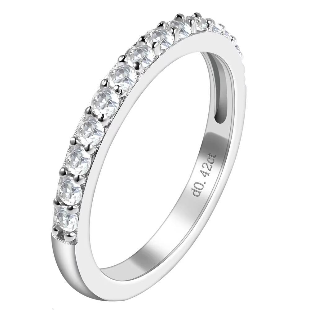 Half Eternity Moissanite Band S925 Silver 18K Gold Plated Stackable Minimalist Ring for Women Factory Wholesale