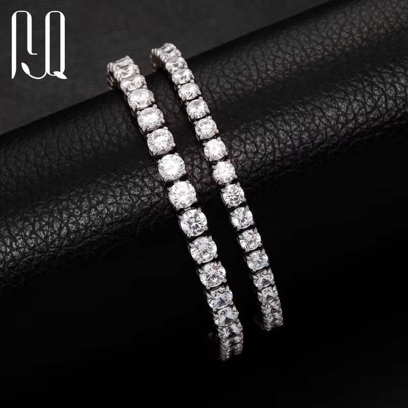 PYQ 925 Sterling Silver Womens Tennis Bracelet with Hidden Clasp VVS DEF Moissanite 3mm 4mm Chain Factory Wholesale