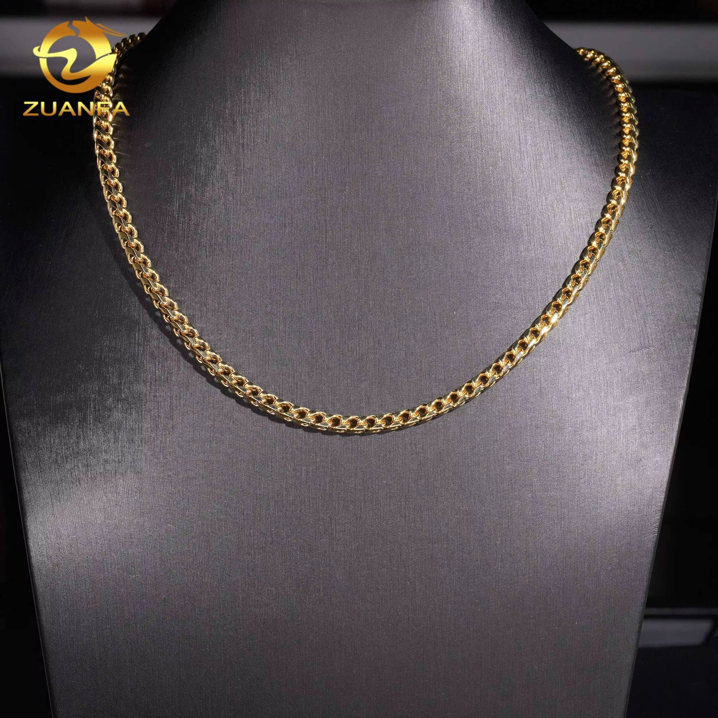 Top Quality Gold Plated Hip Hop 4mm Wholesale Price 925 Silver Moissanite Clasp Franco Chain