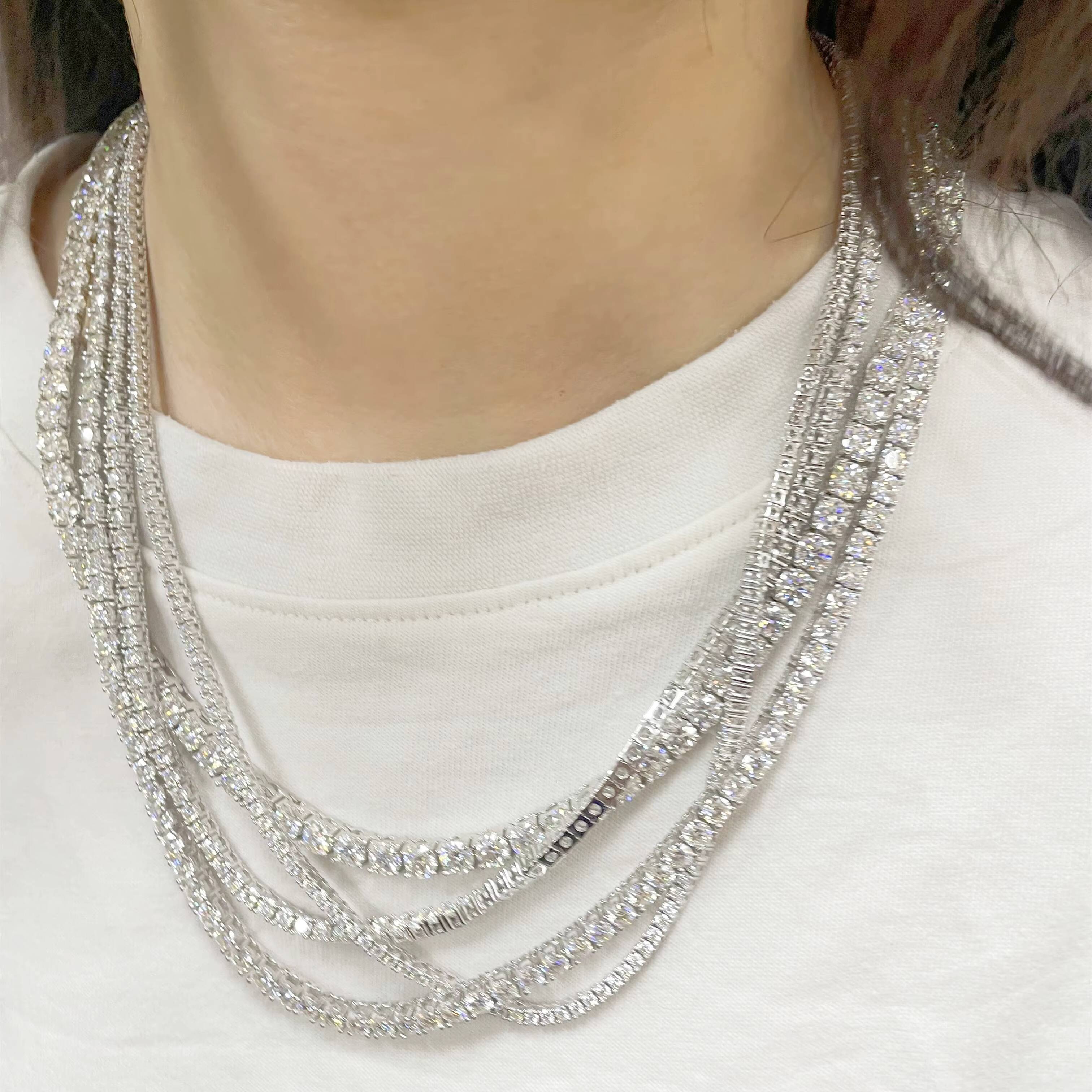 Hip Hop Jewelry Full Size Silver 925 Vvs Moissanite Tennis Chain Womenmens Necklace Pass Diamond Tester Chain in Stock
