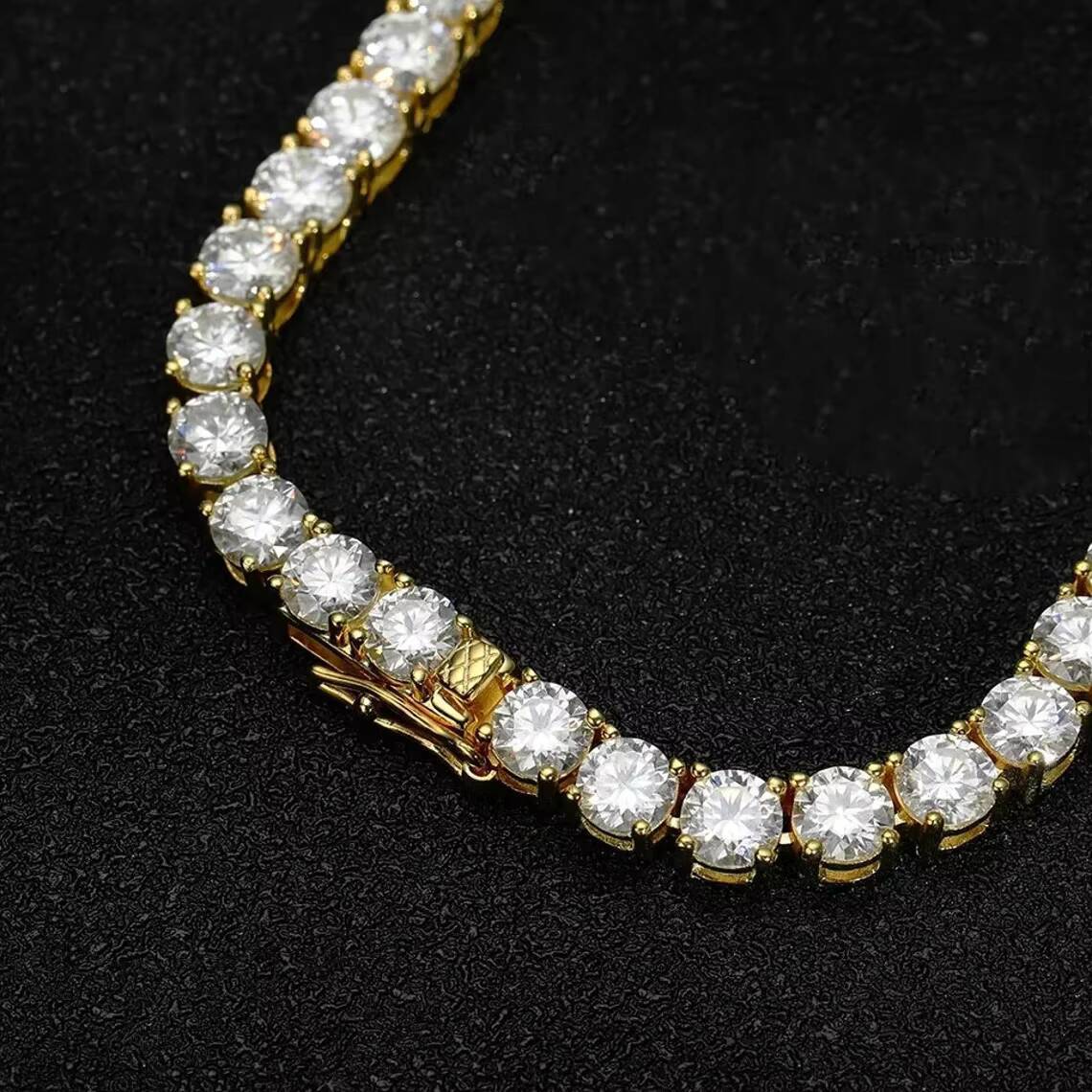 Factory Wholesale Vvs Iced Moissanite Diamond Sterling Silver Link Chain Tennis Necklace 6mm-9mm Custom Wedding