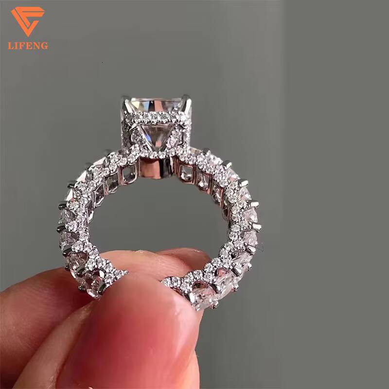 Lifeng Jewelry Custom 18k White Gold VVS Moissanite Wedding Rings Women Engagement Diamond Ring