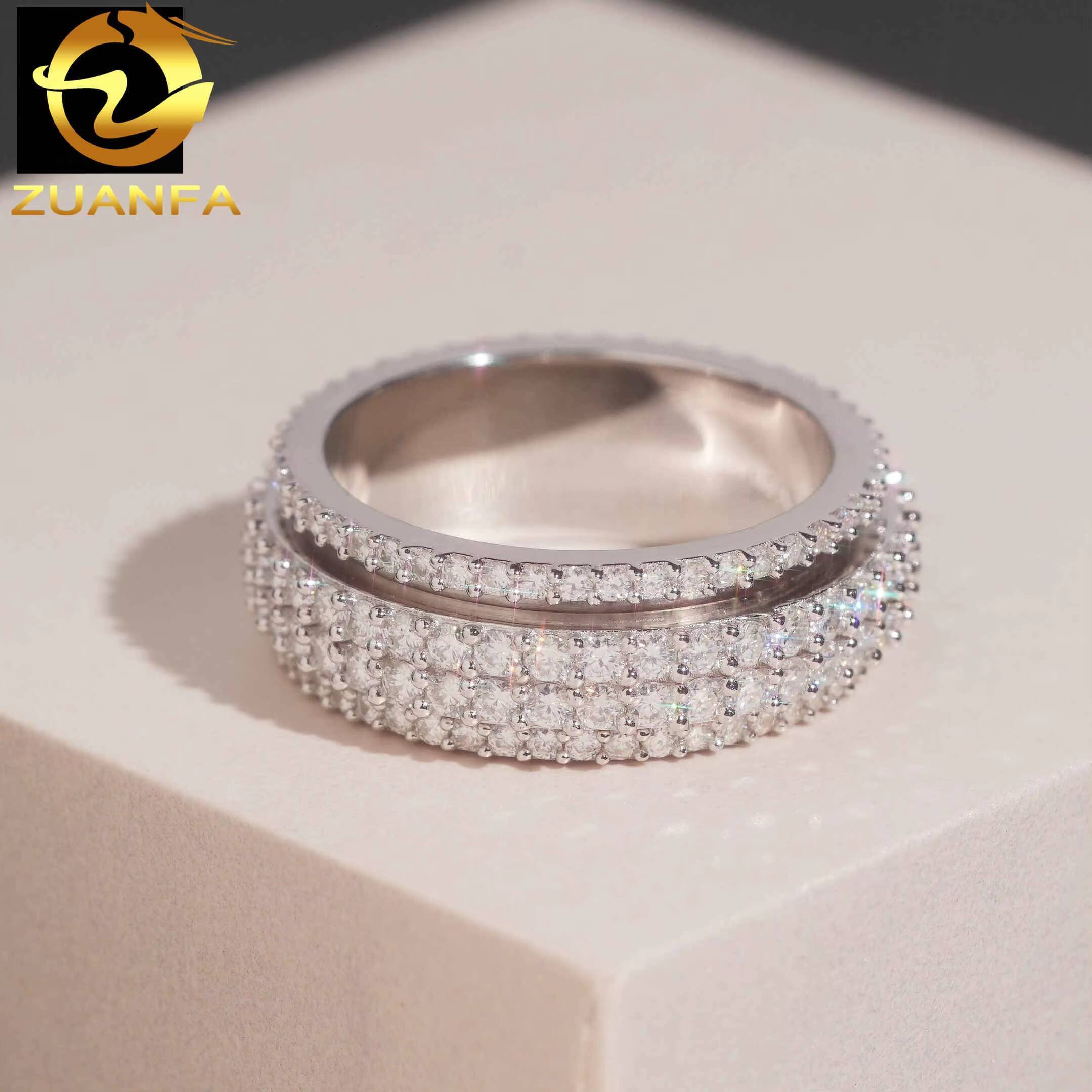 Custom Pass Diamond Tester Sterling Silver 925 Iced Out Hip Hop Mens VVS Moissanite Diamond Ring for Men