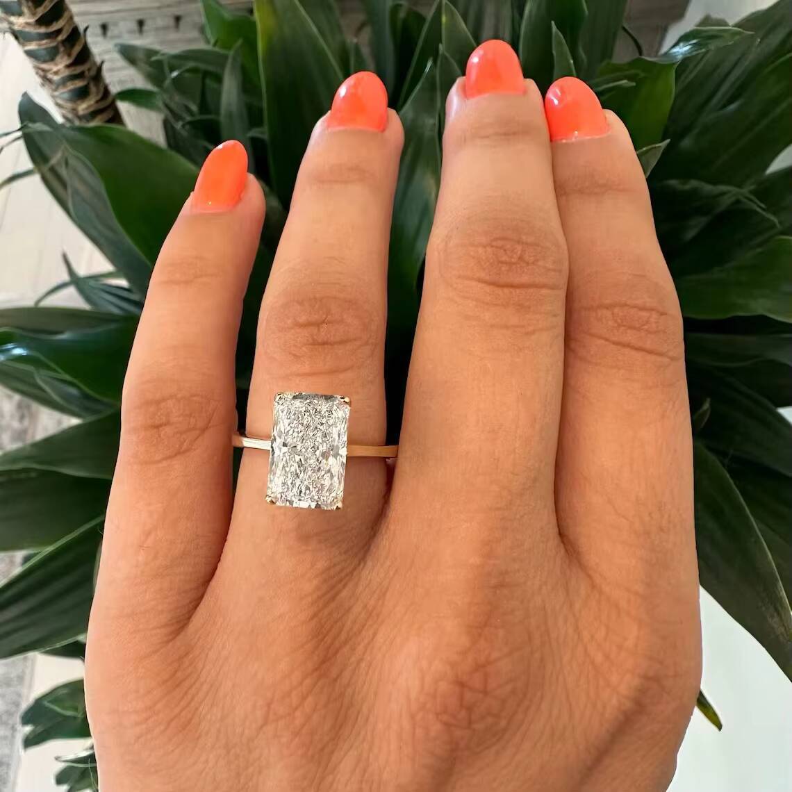 Exclusive 4 Ct radiant cut lab grown diamond engagement ring 925 silver custom design direct manufacturer supplier