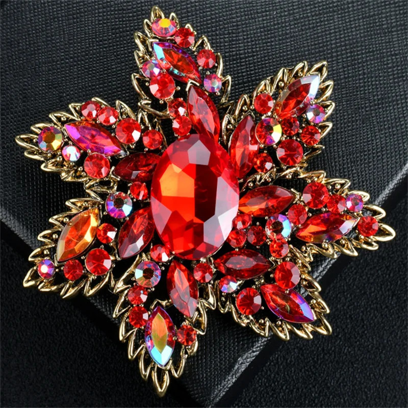 European And American Brooch Trend Style Alloy Metal Pearl Rhinestone Flower Drip Oil Brooch Womens Corsage 260403BJ - view 5