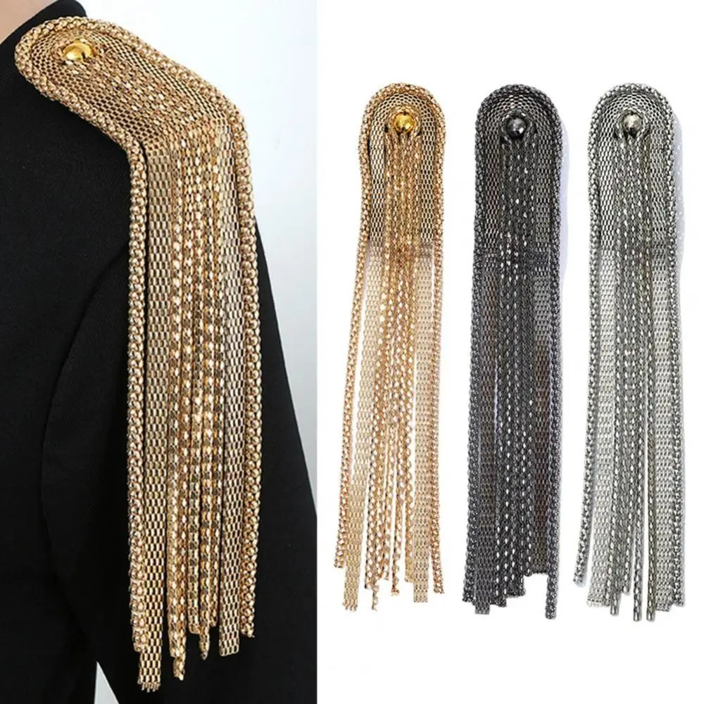 Brooch Pin Bead Long Tassel Chain Classical Electroplating Decor DIY Men Women Epaulette Shoulder Jewelry Clothing Accessories 260403BJ - view 5