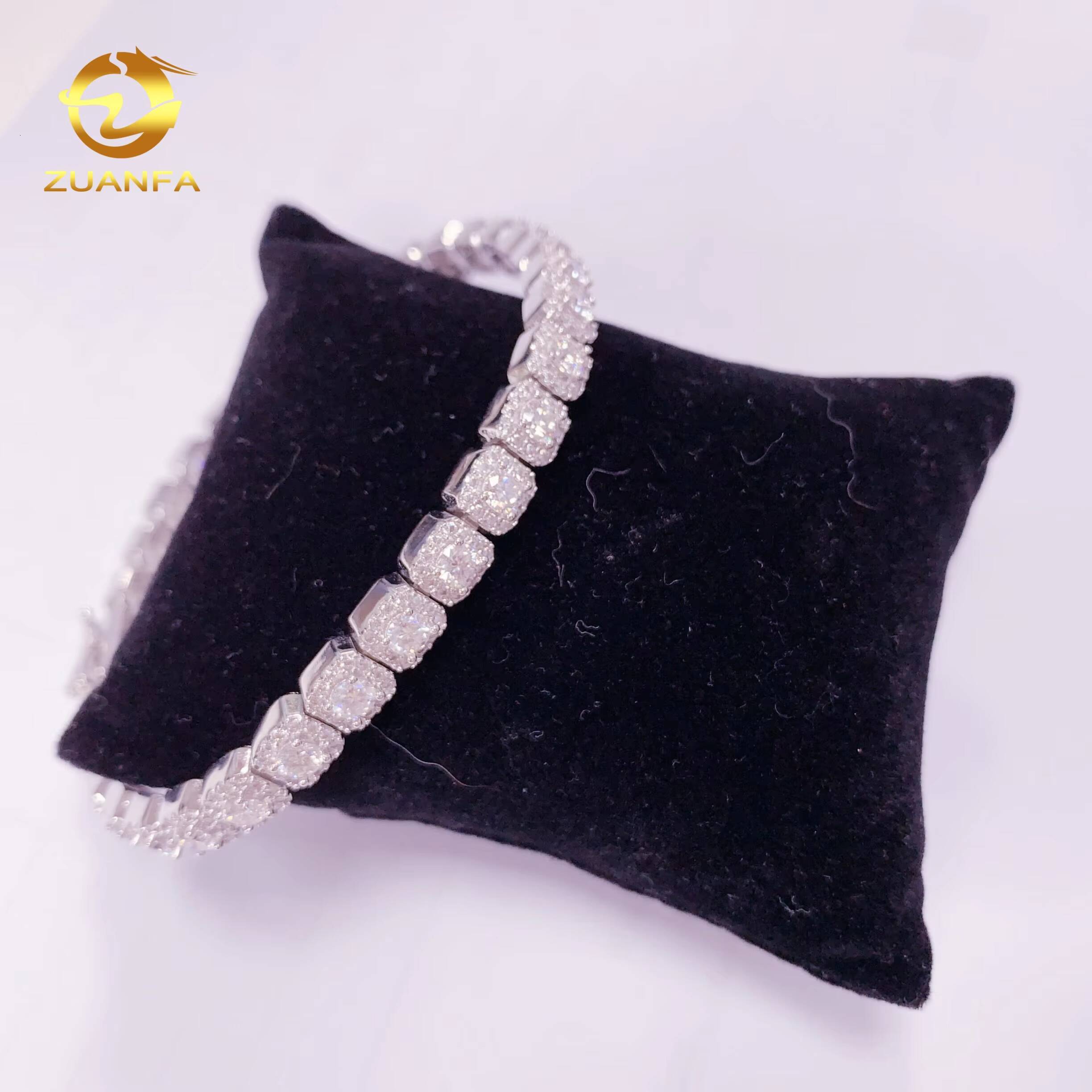 Halo Ice Sugar Rock GRA Certified 6mm Moissanite Cross Bracelet Infinity Cuban Link Chain Moissanite Cuban Link Bracelet