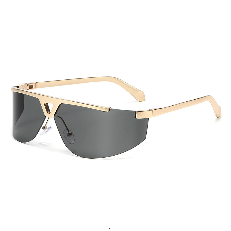 Elite Eyewear Women square High Street Elite Men Women Y2K Frameless Uv400 Sunglasses Glasses Fashion Retro Gray Metal Frame Anti-Ultraviolet - view 6