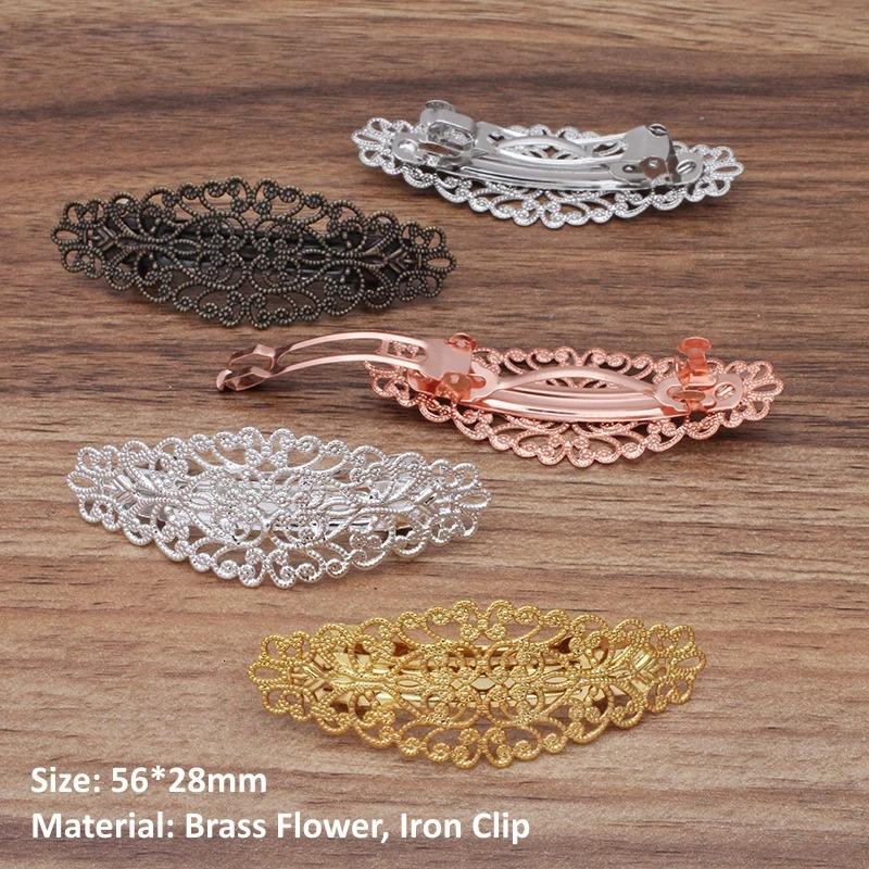 BoYuTe 10 Pieces/Lot Metal Brass Filigree Flower Hairpin Base Women Hair Clips Handmade Materials 260403BJ - view 7