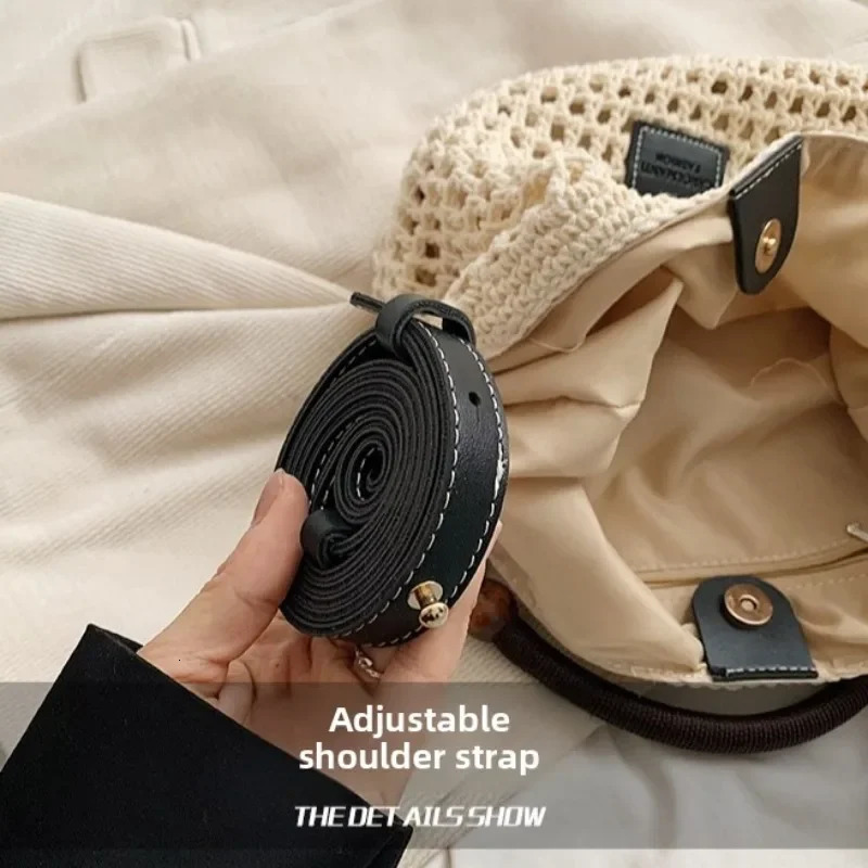 Beach Summer Bag for Women Mesh Woven Shoulder Bag Adjustable Strap Handbag Large Capacity Hobo Bag for Travel Vacation 260330