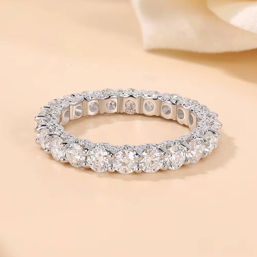 New 30mm Full Pave Moissanite Eternity Band S925 Silver 18K Gold Plated Luxury Wedding Ring for Women Gift Her