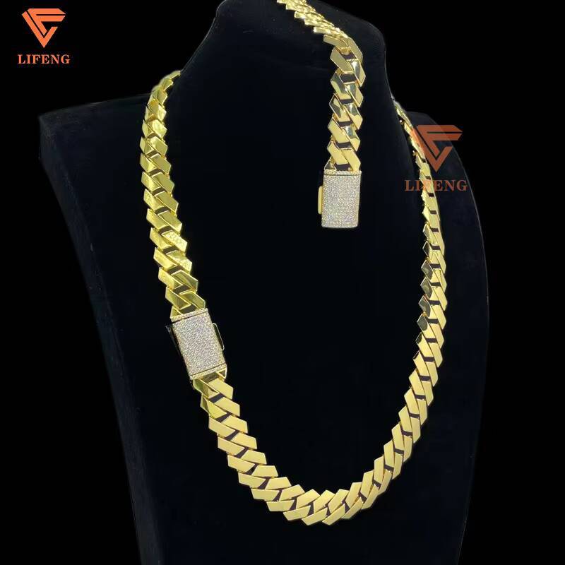 15mm Hip Hop Gold Plated Cuban Link Chain 925 Sterling Silver Custom Plain Cuban Necklace Charm Fine Jewelry Chain for Men