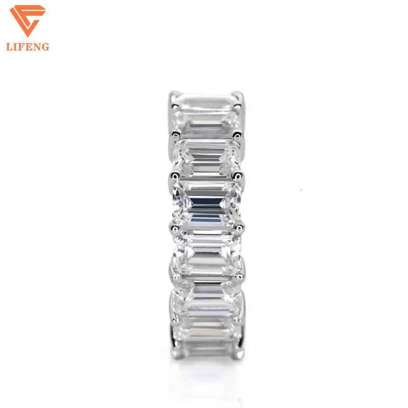2025 Hot Sale Hiphop Fine Jewelry 925 Sterling Silver Rings With Emerald Cut Diamond Vvs Moissanites clear Fashion Jewelry Rings