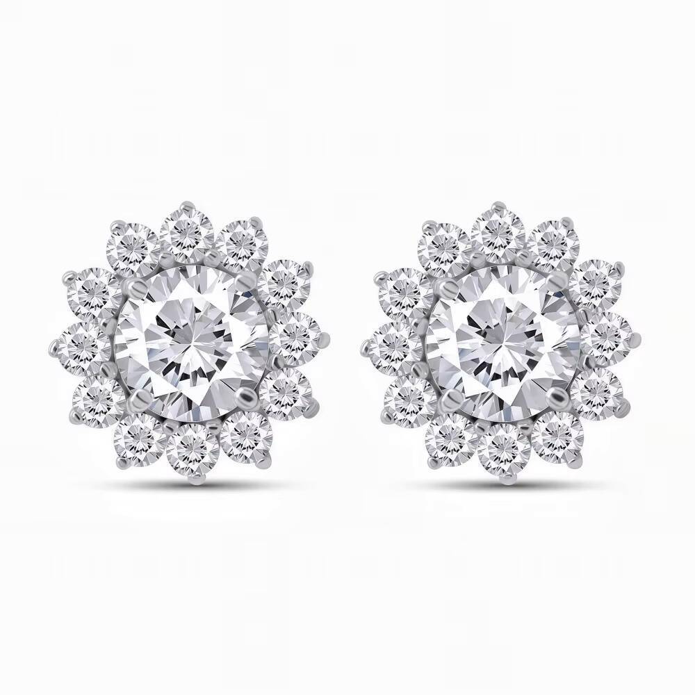 Sunflower Design Moissanite Stud Earrings 925 Sterling Silver Light Luxury Premium Unique Ear Jewelry Factory Wholesale
