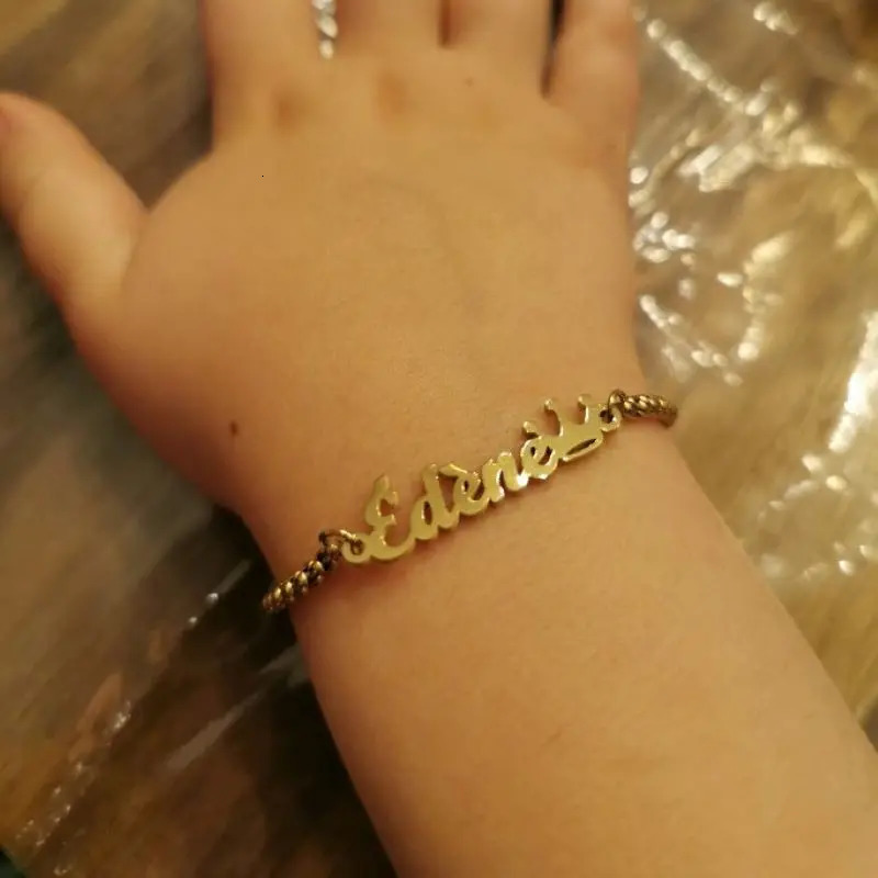 Custom Childrens Name Bracelets for Kids Baby Stainless Steel Personalized Heart Crown Children Bracelet Christmas Jewelry Gift 260403BJ - view 5