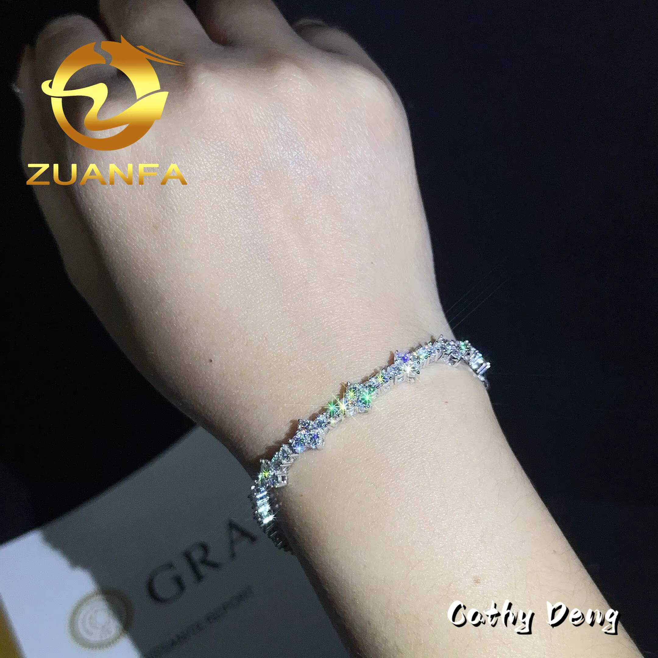 New Trendy Fashion Jewelry 30mm Mini Cross Moissanite Tennis Chain With GRA Certificate Hip Hop Tennis Necklace Bracelet