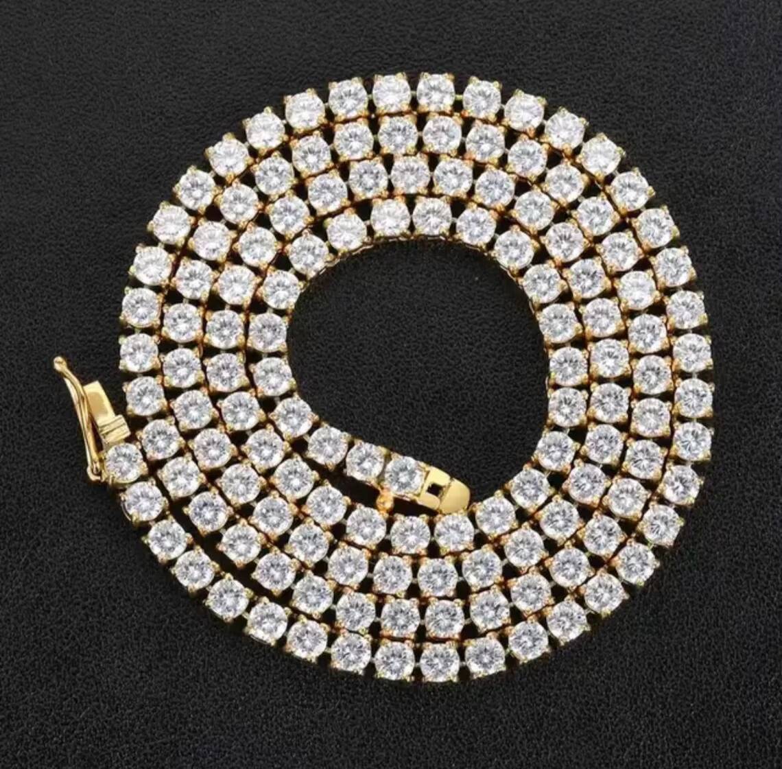 Factory Wholesale Vvs Iced Moissanite Diamond Sterling Silver Link Chain Tennis Necklace 6mm-9mm Custom Wedding