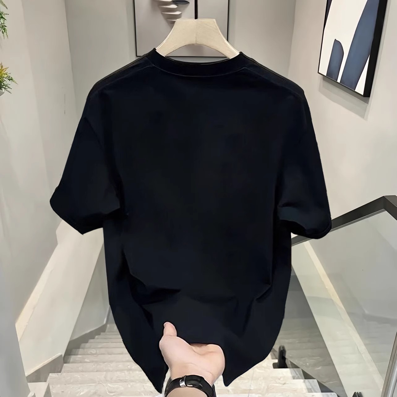 Luxury Brand Designer Wholesale Heavyweight Cotton Couple T-Shirt Men Plus Size Up To 3XL Black 2026 Summer Casual Short Sleeve Tee