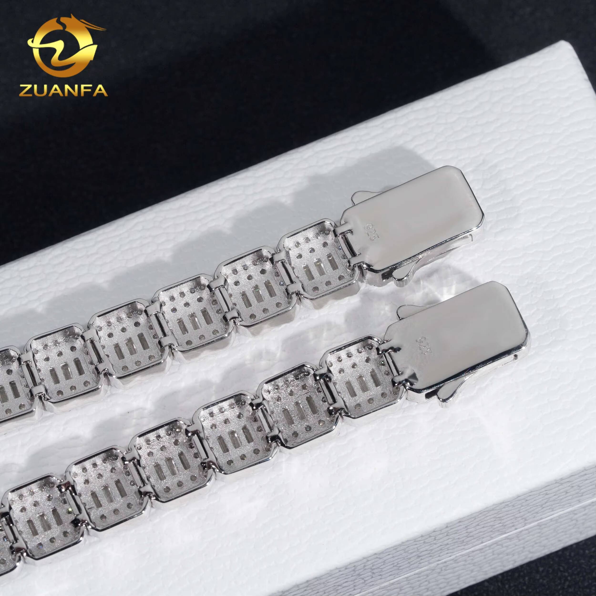 Affordable Baguette Cut Moissanite Chain Tennis Bracelet 11MM Hip Hop Jewelry