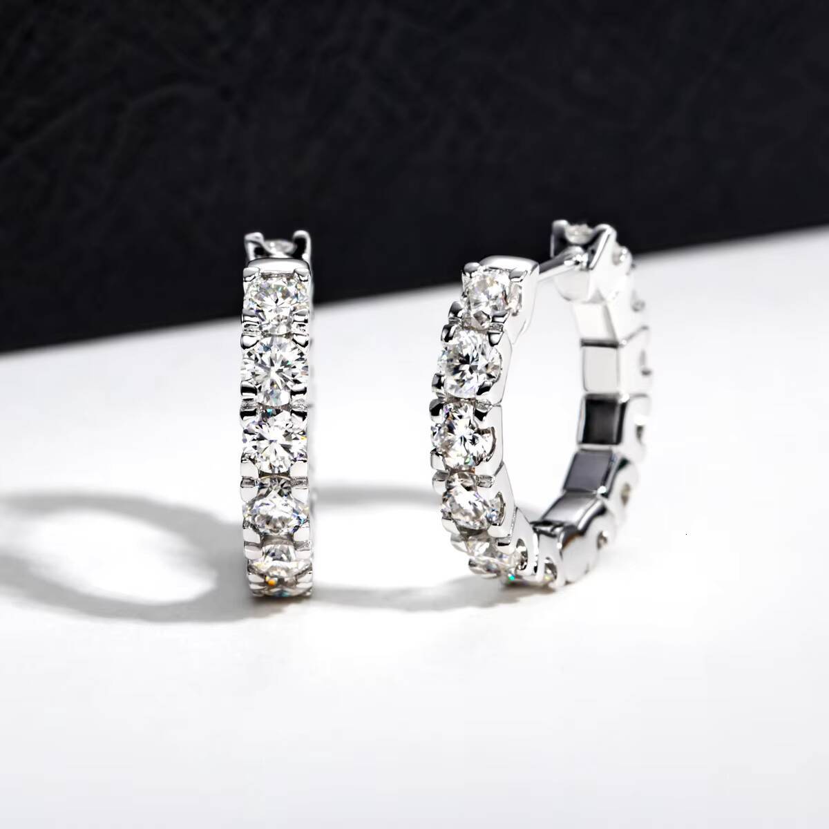 3mm/4mm Moissanite Hoop Earrings 925 Sterling Silver Light Luxury Fashion TikTok Live Wholesale
