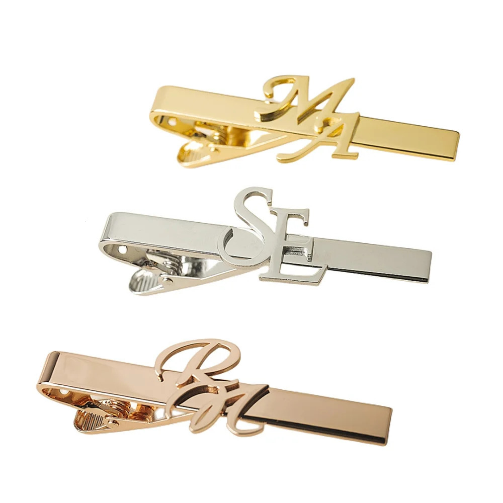 Custom Name Initials Tie Clip Mens Personalize Stainless Steel Letters Tie Clip Wedding Jewelry for Groom 260403BJ - view 5