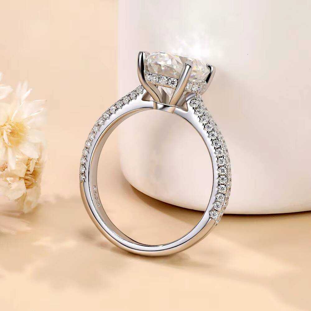 Best-Selling Hidden Halo 3 Ct Oval Moissanite Ring S925 Sterling Silver Full Pave Engagement Ring for Women Factory Direct