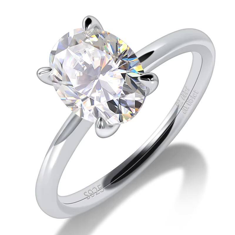 Hidden Halo Oval Moissanite Ring 1/2/3 Ct for Women 925 Sterling Silver Wedding Band Hot Sale Wholesale Dropshipping