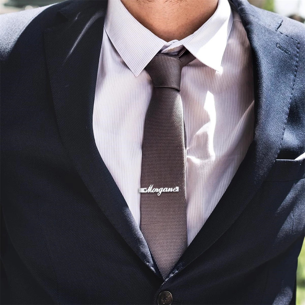 Fathers Name Tie Clip For Men Suit Accessories Personalized Nameplate Tie Clip Custom Husband Jewelry Valentines Day Gift 260403BJ - view 6