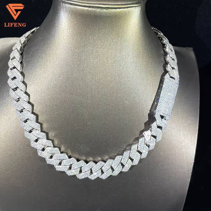 Custom 15mm Cuban Chain Necklace Fashion Jewelry for Women Girls with Personalized Name Moissanite Diamond Necklace