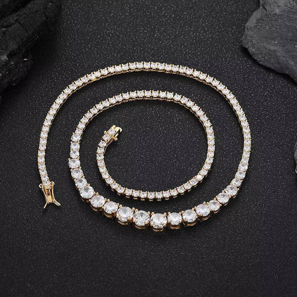 925 Sterling Silver Mens Cuban Link Tennis Chain Necklace Bracelet Iced Out VVS Moissanite Diamond Tennis Chain Necklace