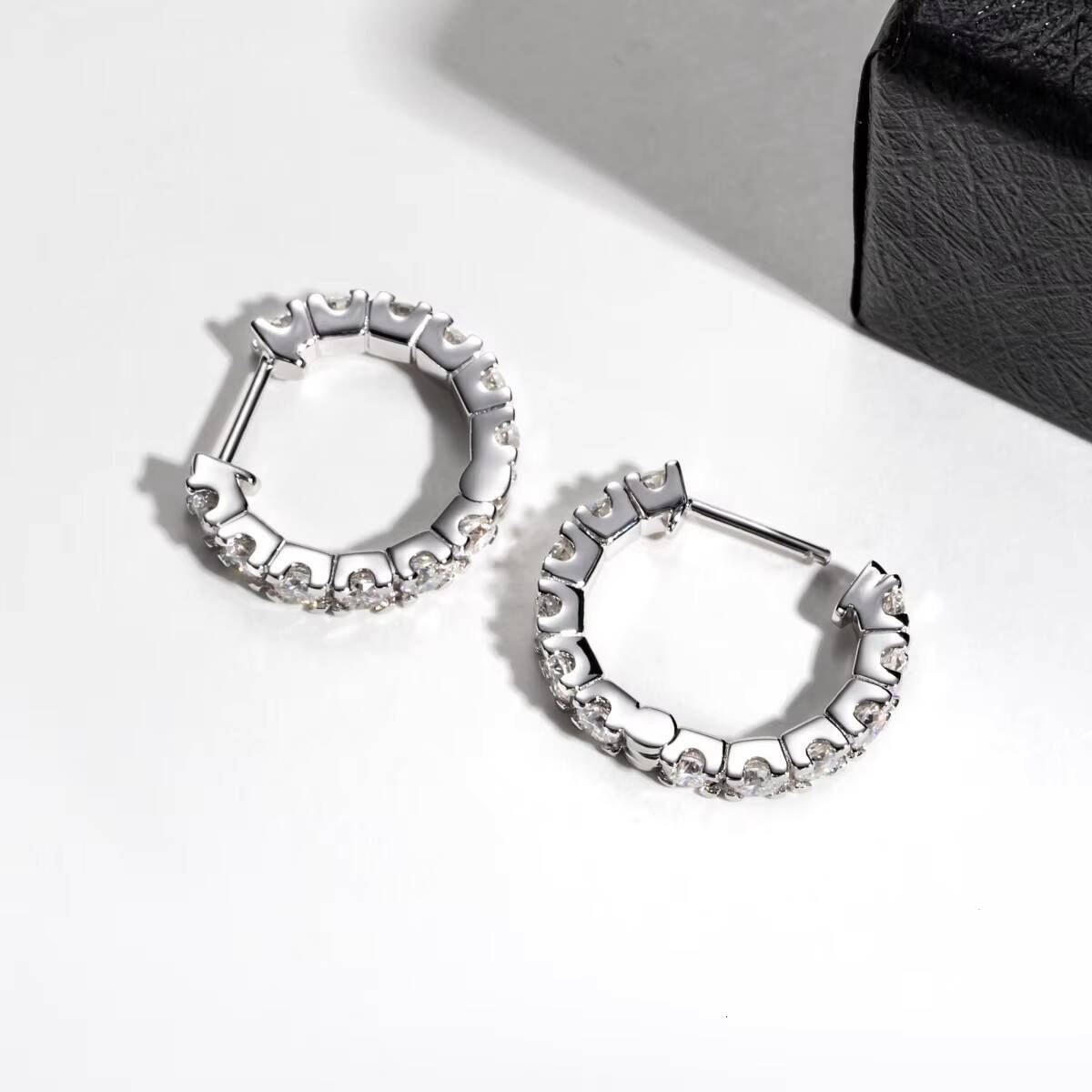 3mm/4mm Moissanite Hoop Earrings 925 Sterling Silver Light Luxury Fashion TikTok Live Wholesale