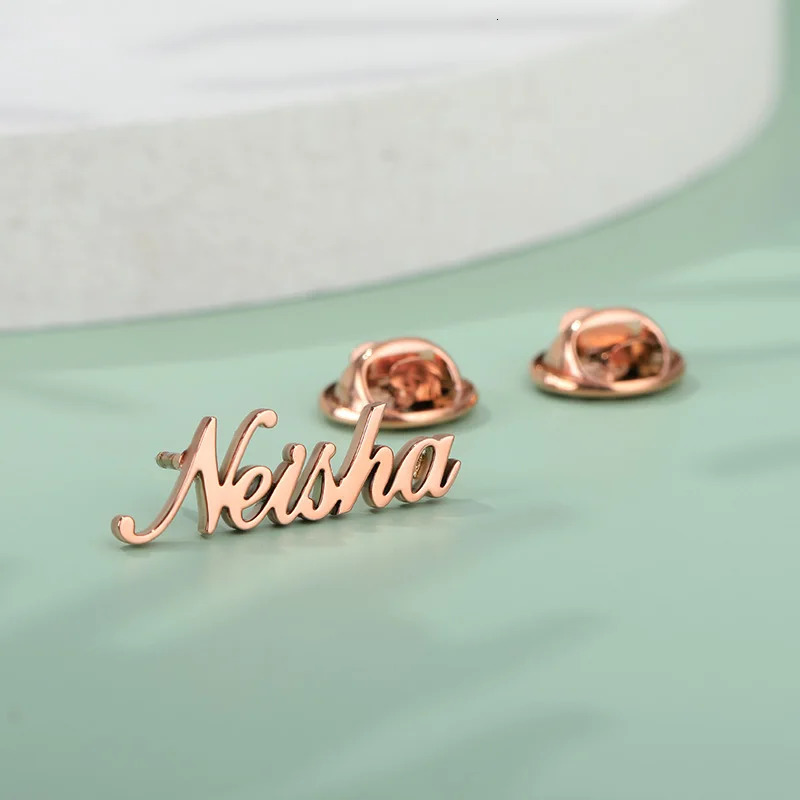 Personalized Customized Name Nameplate Lapel Pin Brooch Stainless Steel Customize the Font Fashion Gift Brooch For Man Women 260403BJ - view 4