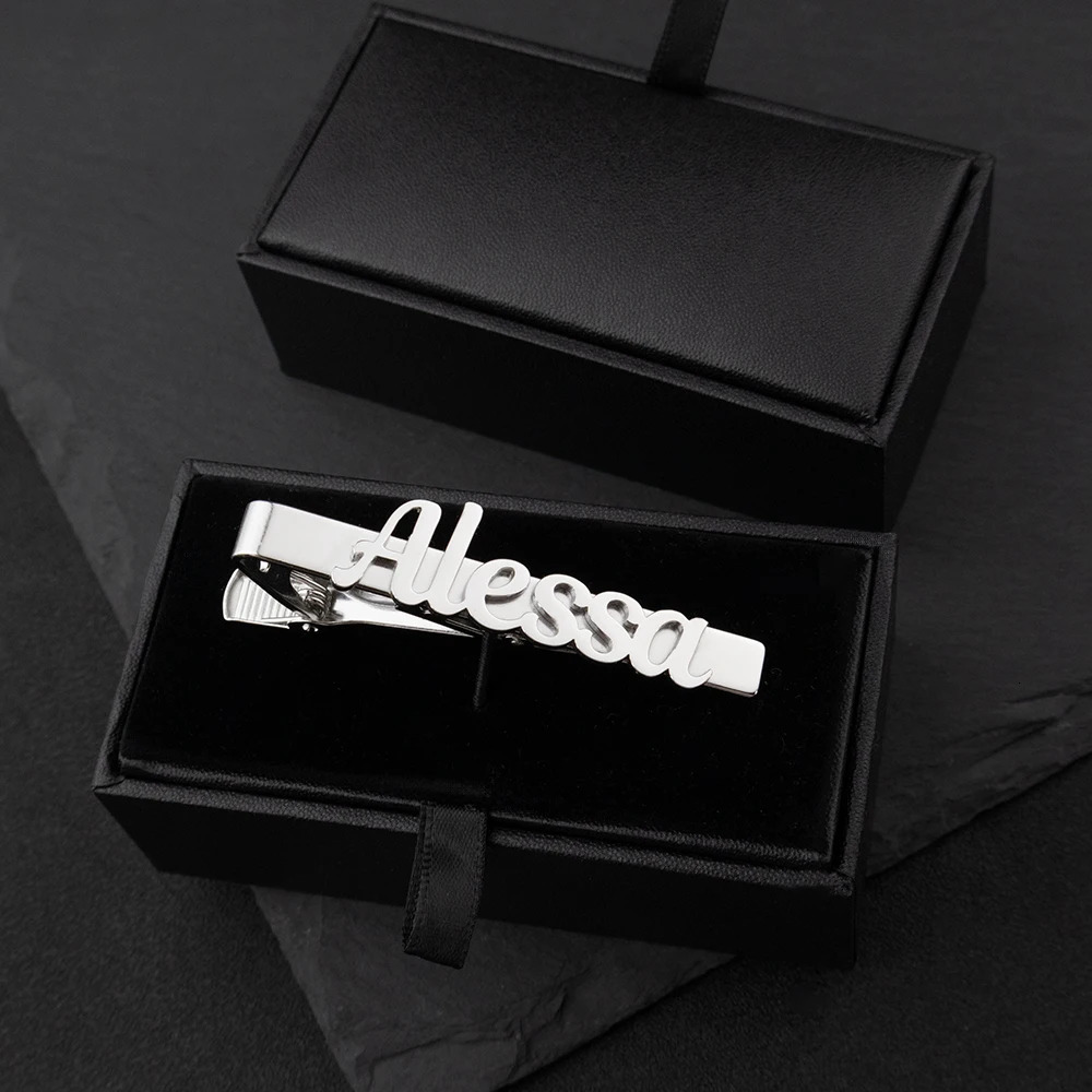 Customized Name Tie Clip Stainless Steel Mens Letter Tie Clip Personalized Groom Wedding Jewelry Man Gift 260403BJ - view 7