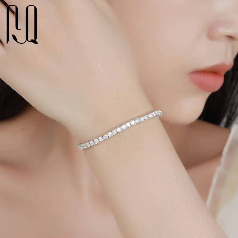 PYQ 925 Sterling Silver Womens Tennis Bracelet with Hidden Clasp VVS DEF Moissanite 3mm 4mm Chain Factory Wholesale