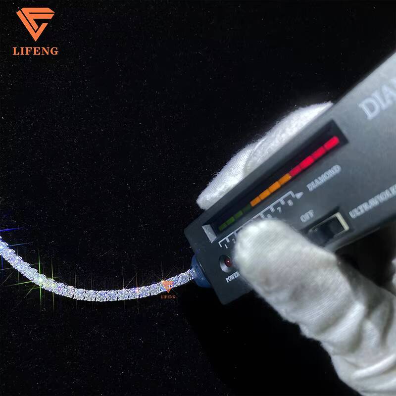 Lifeng Jewelry VVS Moissanite 4mm Tennis Chain Bracelet Pass Diamond Tester Sterling Women Men Bracelet Gift