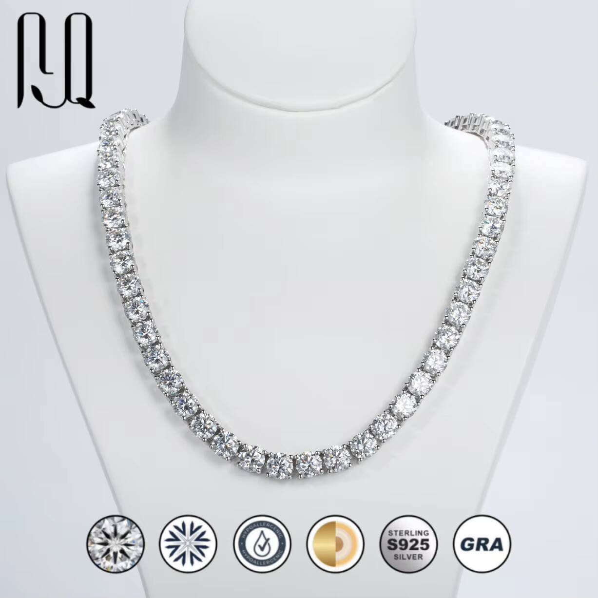 1 Ct Moissanite Tennis Necklace in 925 Sterling Silver Luxury Fashion Style for North American Live Commerce Drop