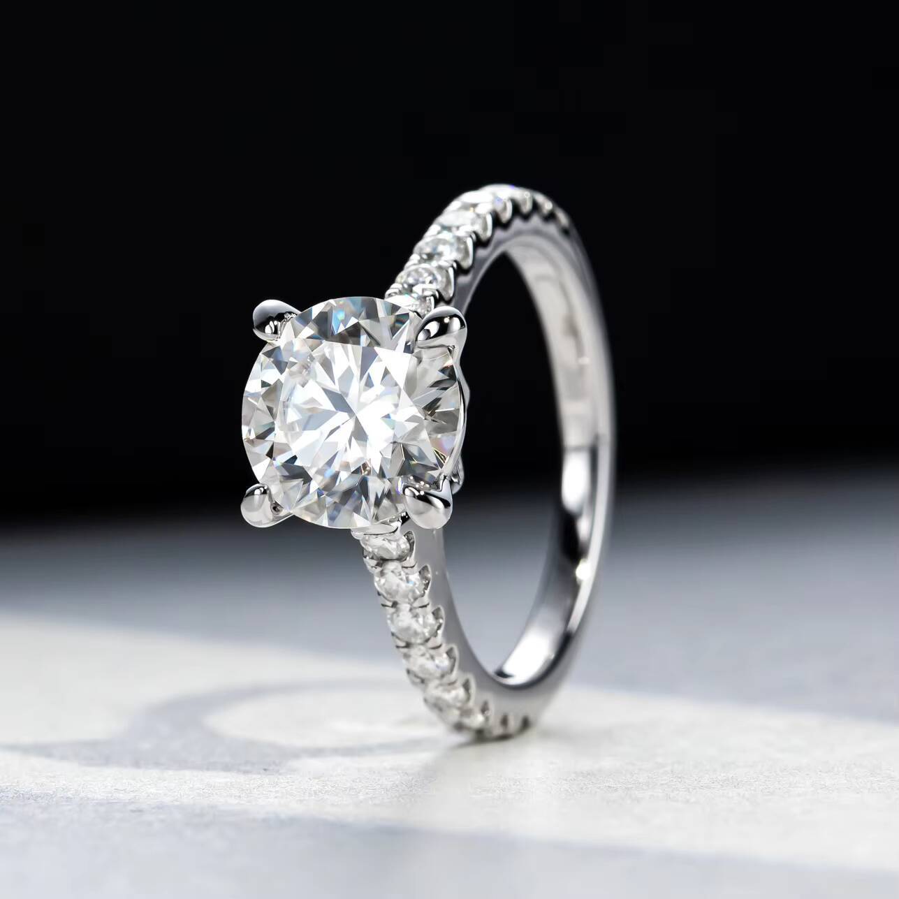 3 Ct Moissanite Eternity Band 925 Sterling Silver Engagement Ring for Tiktok Live Supply Factory Wholesale