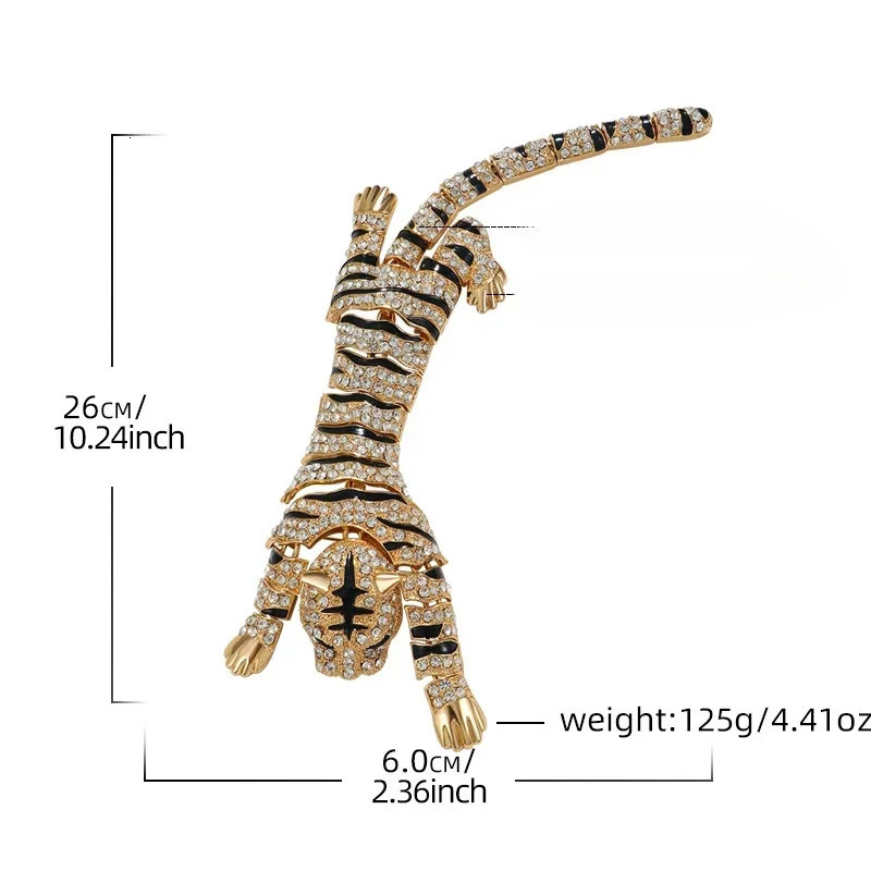 women men exaggerated tiger brooch large luxury rhinestone animal pin jewelry 260403BJ - view 3