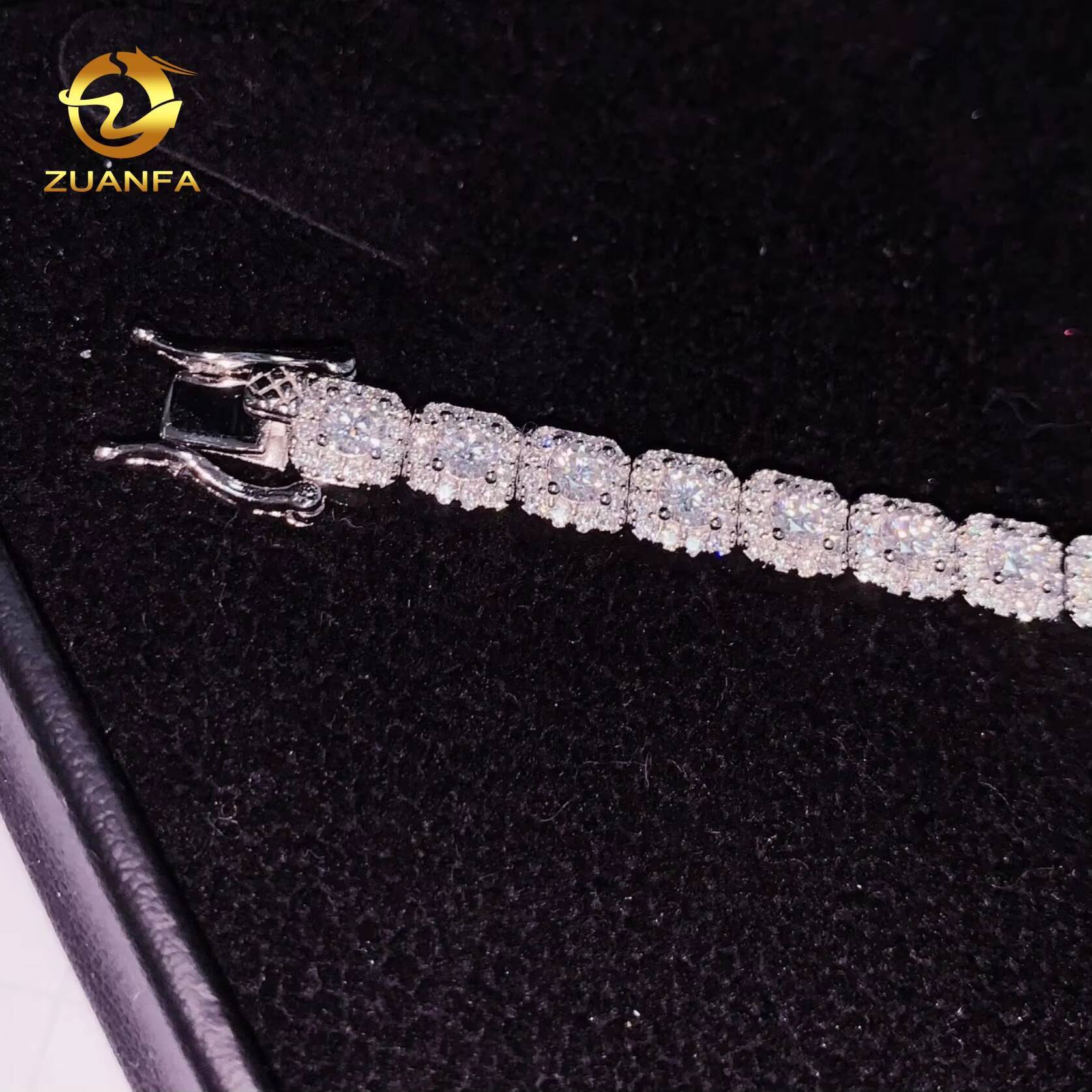Halo Ice Sugar Rock GRA Certified 6mm Moissanite Cross Bracelet Infinity Cuban Link Chain Moissanite Cuban Link Bracelet