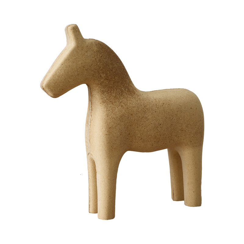 Home Decor Objects Ornament Wooden Horse Animal Figurine Paintable DIY Craft Raw Coarse Blank Home Desktop Decoration