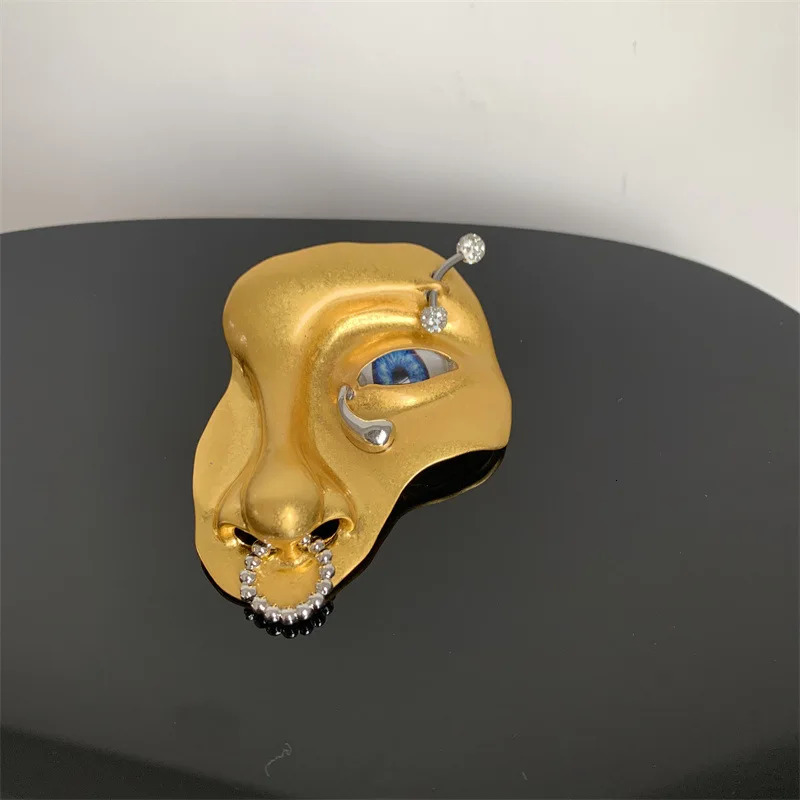 2024 French Gold-Plated Face Brooch Vintage Fashion Suit Skirt Brooch Unisex Mens Womens Jewelry Accessories 260403BJ - view 3