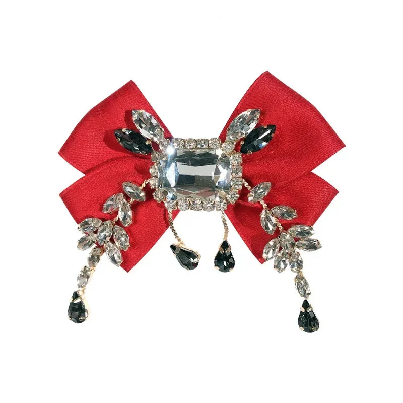Fabric Bowknot Brooch Rhinestone Tassel British Style Bow Tie Female Shirt Collar Pin Vintage Brooches for Women Accessories 260403BJ - view 6